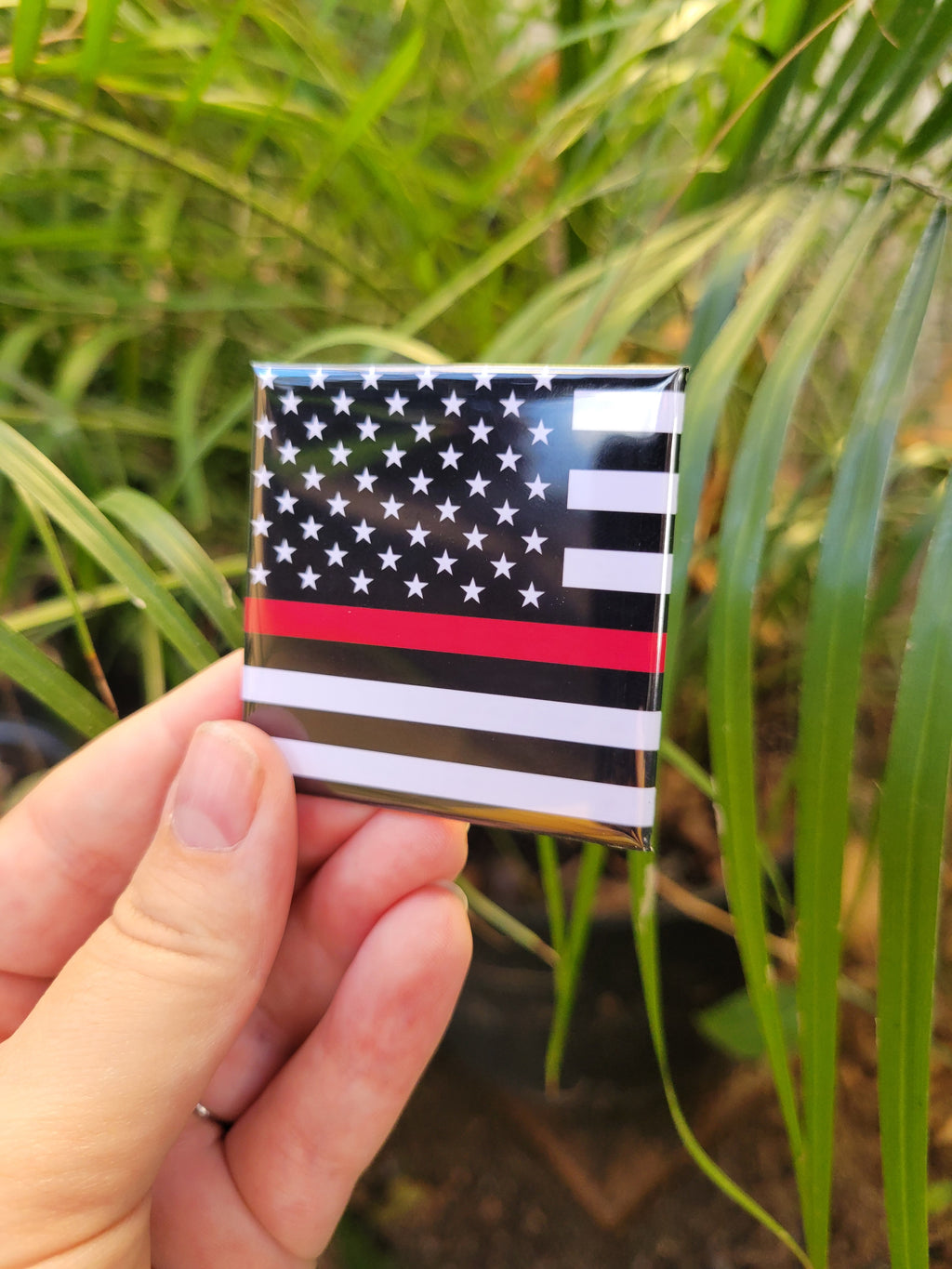 Thin Red Line Fire Fighter American Flag Magnet