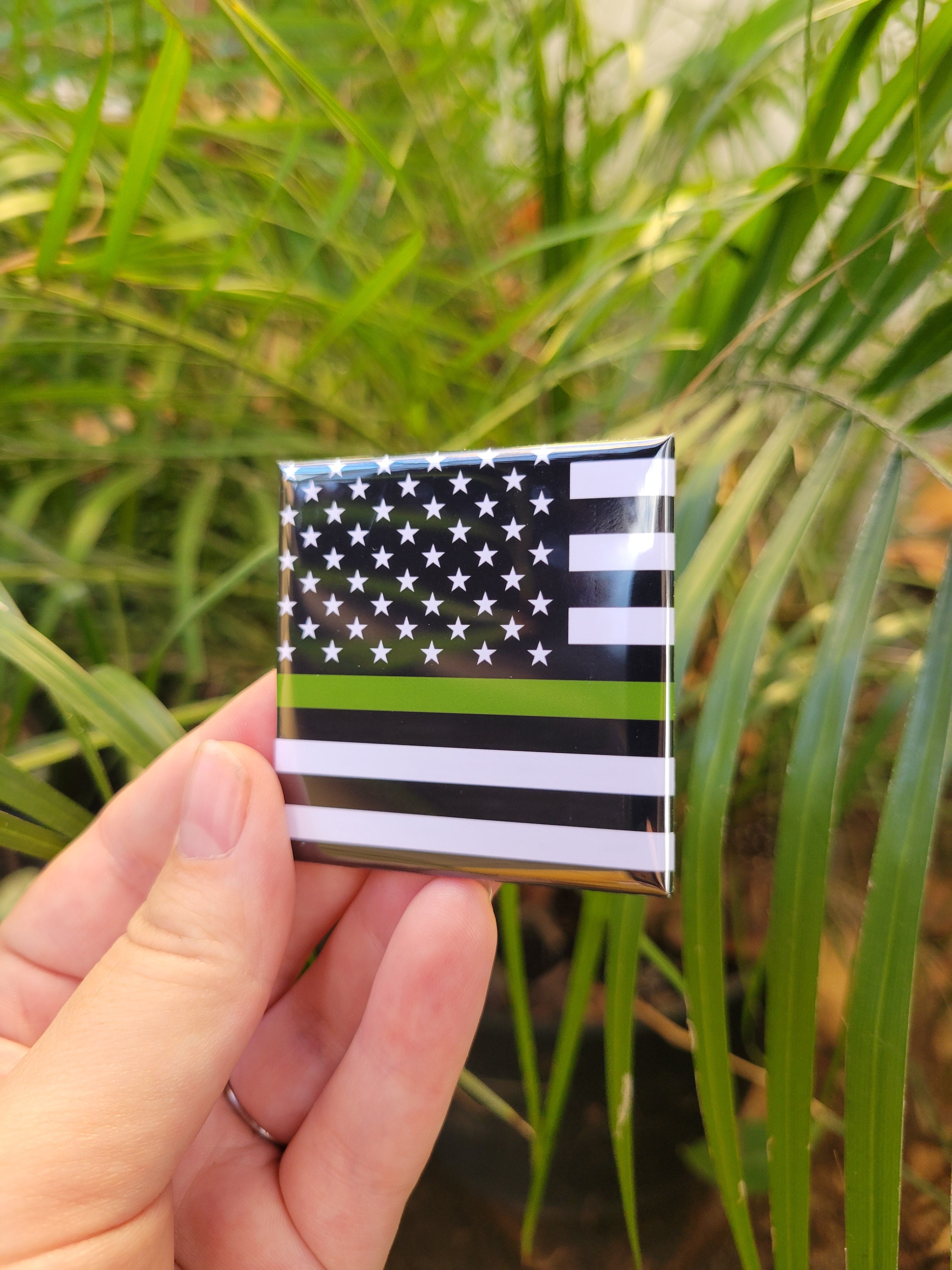 Thin Green Line Military American Flag Magnet