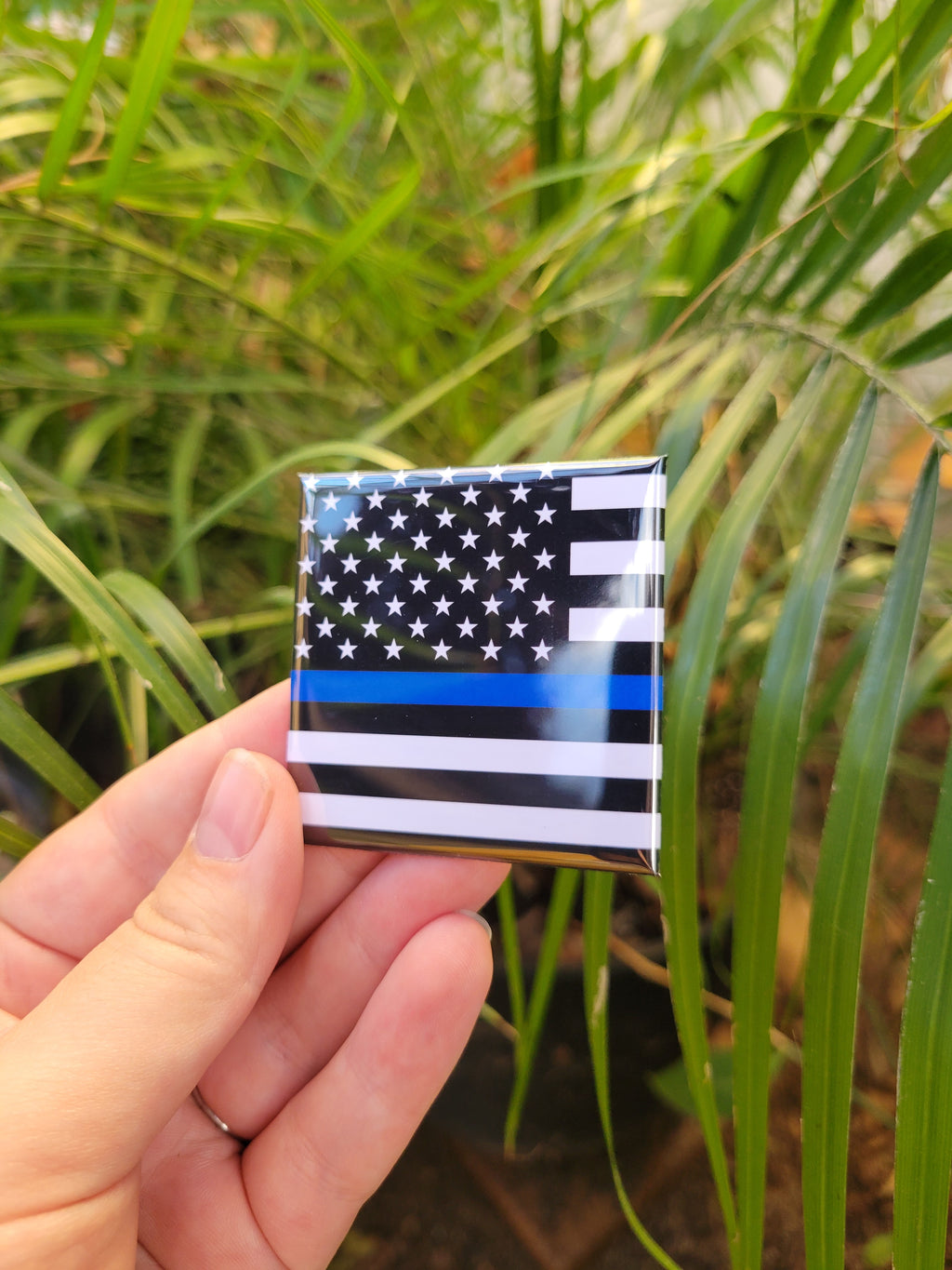Thin Blue Line Law Enforcement American Flag Magnet