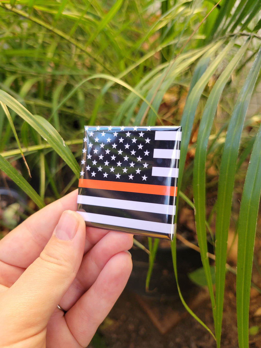 Thin Orange Line Search And Rescue American Flag Magnet